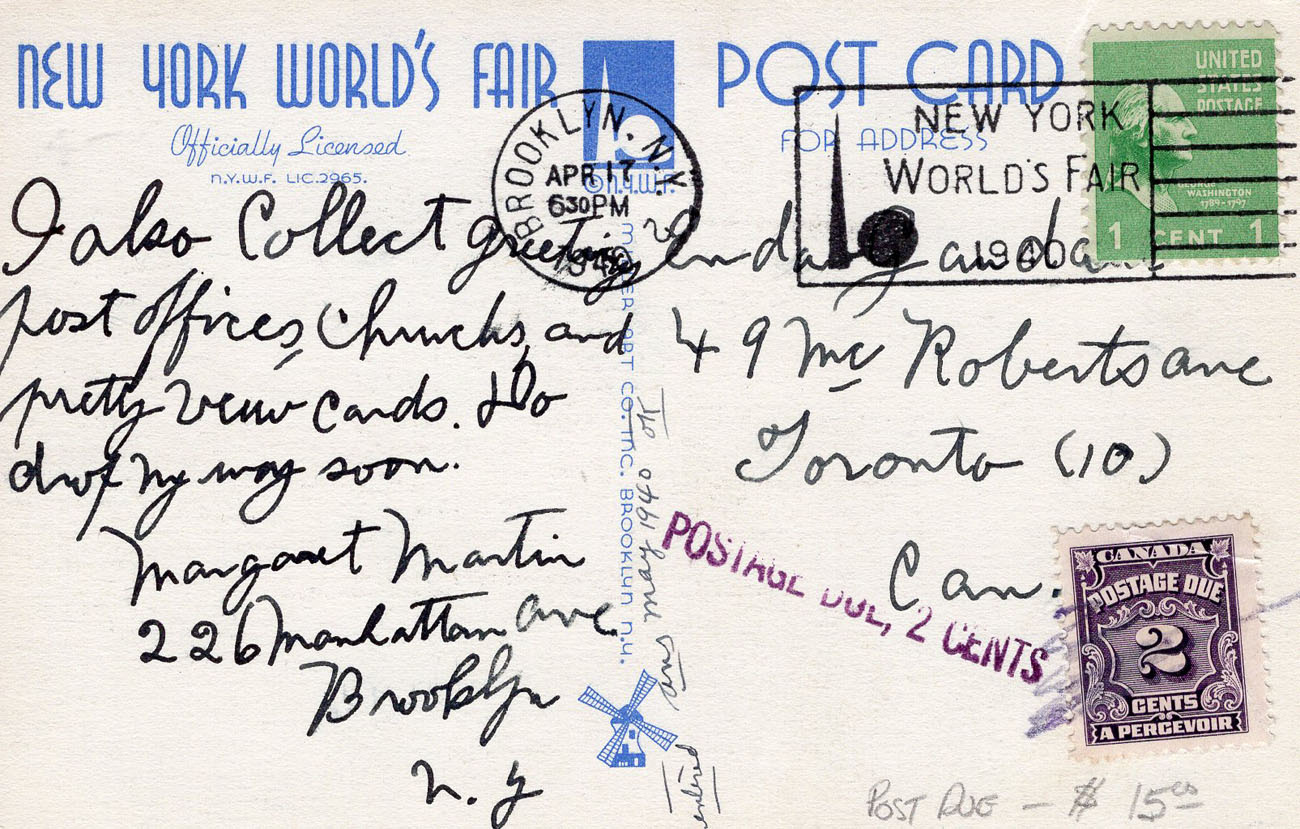 1939 New York World’s Fair postcard by Miller Art Co., #132 back 1939 New York World’s Fair postcard by Miller Art Co., #132 back