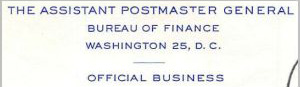 Type A-3 Postmaster General corner card Type A-3 Postmaster General corner card