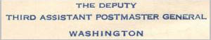 Type D3A-1 Postmaster General corner card Type D3A-1 Postmaster General corner card