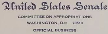 United States Senate, Committee on Appropriations (Corner Card) -- Click to display a cover United States Senate, Committee on Appropriations (Corner Card) -- Click to display a cover