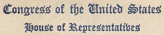 Congress of the United States / House of Representatives (Corner Card) Congress of the United States / House of Representatives (Corner Card)