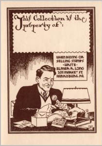 Elmer R. Long's bookplate created by John Coulthard