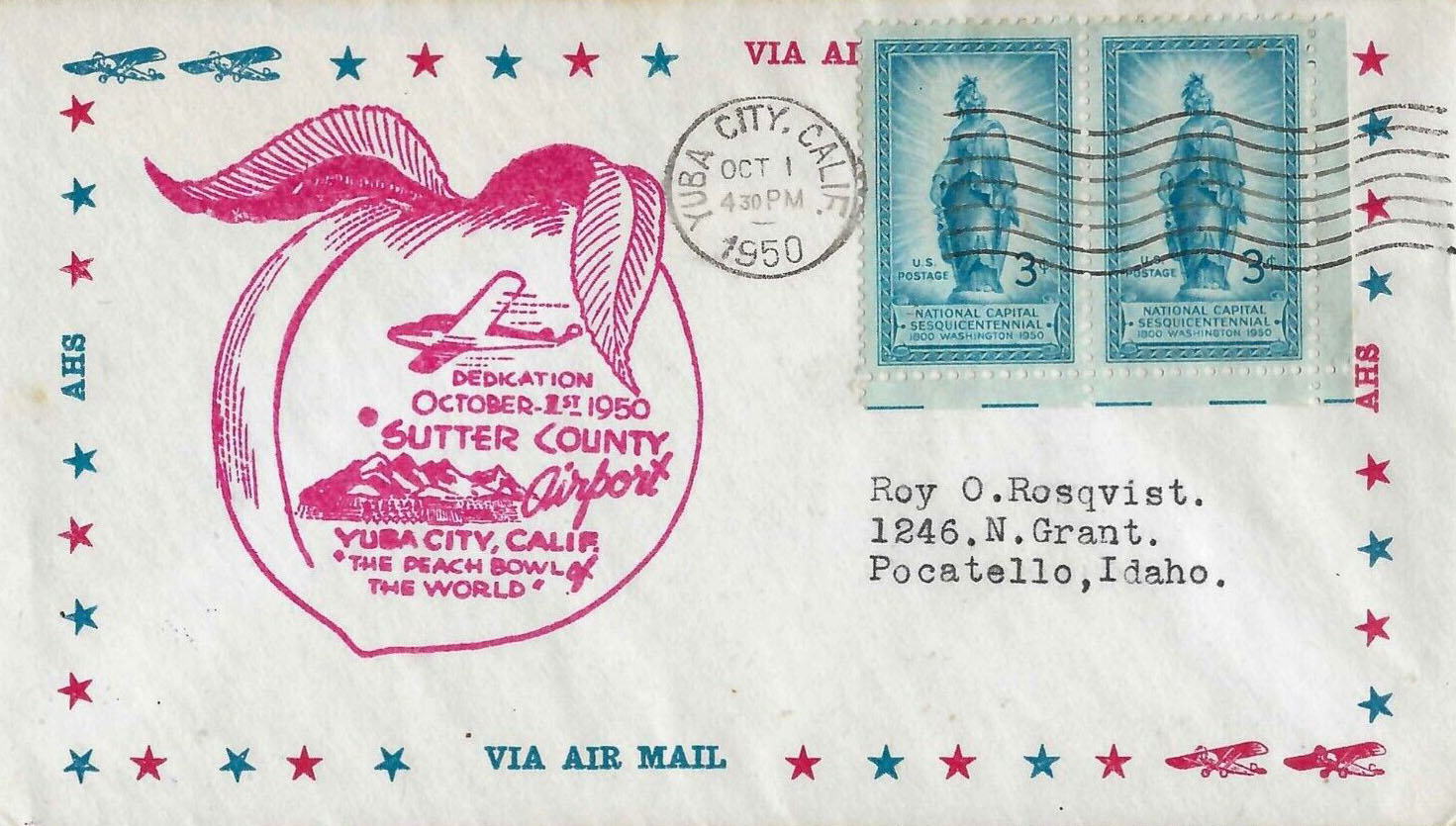 Air Mail Bordered General Purpose cachet GP#Border16 on Event cover Air Mail Bordered General Purpose cachet GP#Border16 on Event cover
