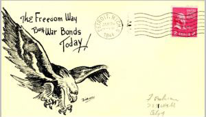 Diana lithographed WW II Patriotic cachet S2#7576