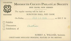 Monmouth County Philatelic Society on, 2-14-1936 Meeting