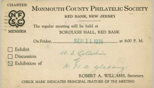 Monmouth County Philatelic Society on, 9-11-1936 Meeting