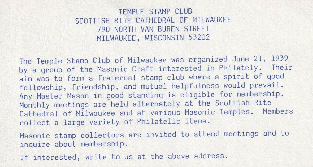 Temple Stamp Club of Milwaukee, Event: 6-21-1979 Temple Stamp Club of Milwaukee, Event: 6-21-1979