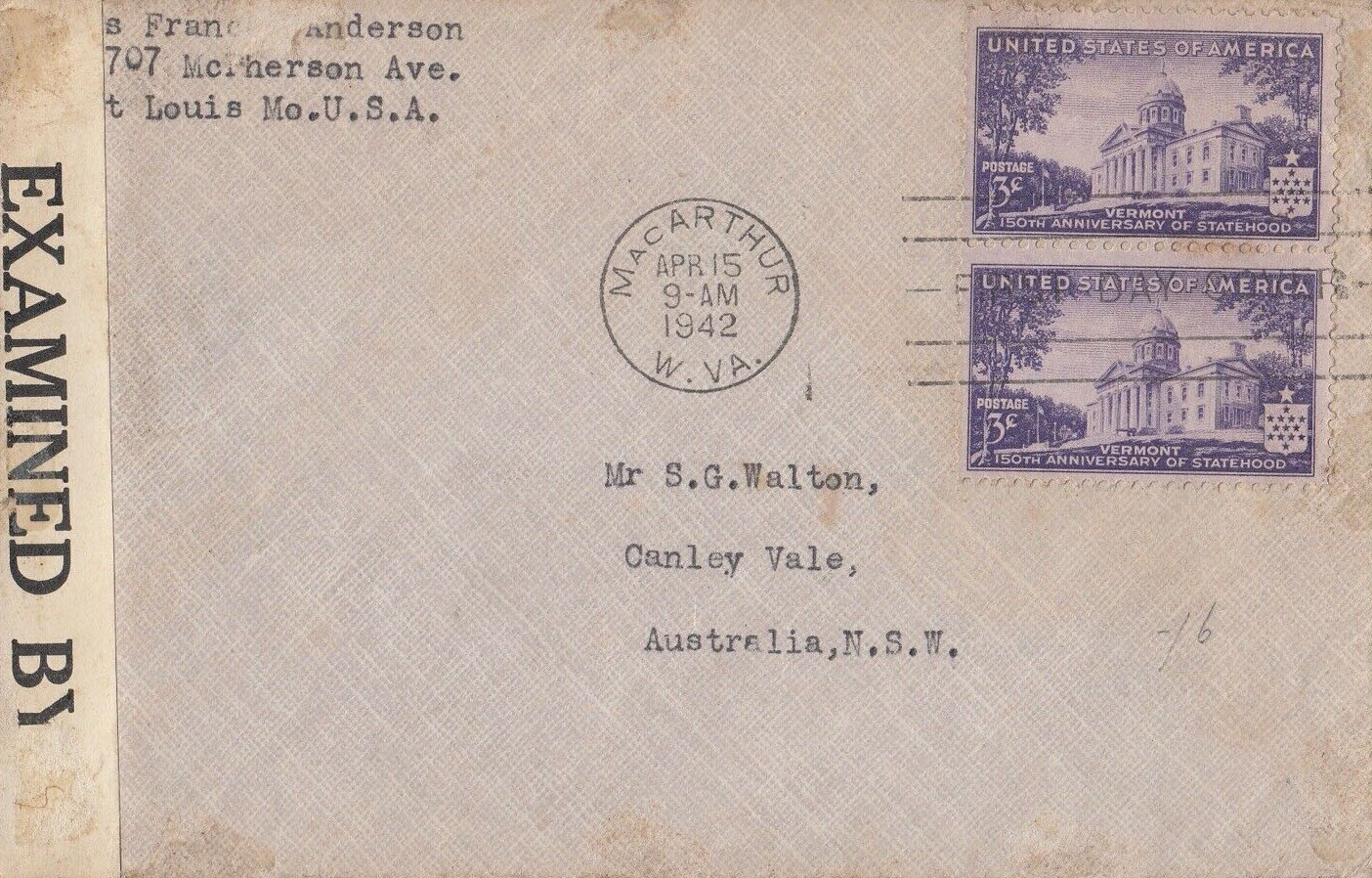 New Post Office Dedication 4-15-1942 #NC10mac - no cachet #10 New Post Office Dedication 4-15-1942 #NC10mac - no cachet #10