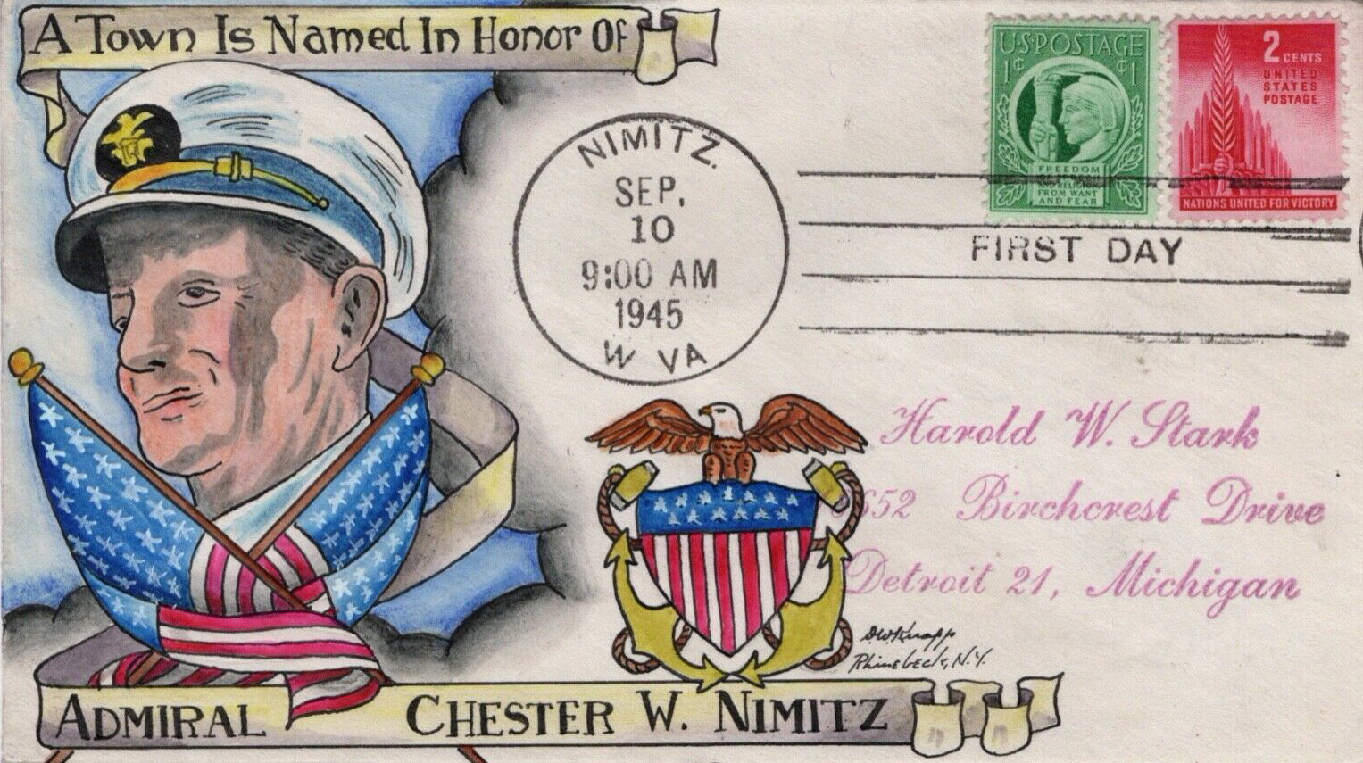 New Post Office Dedication 9-10-1945 #D3 - Dorothy W. Knapp, Nimitz-3 (unlisted) New Post Office Dedication 9-10-1945 #D3 - Dorothy W. Knapp, Nimitz-3 (unlisted)