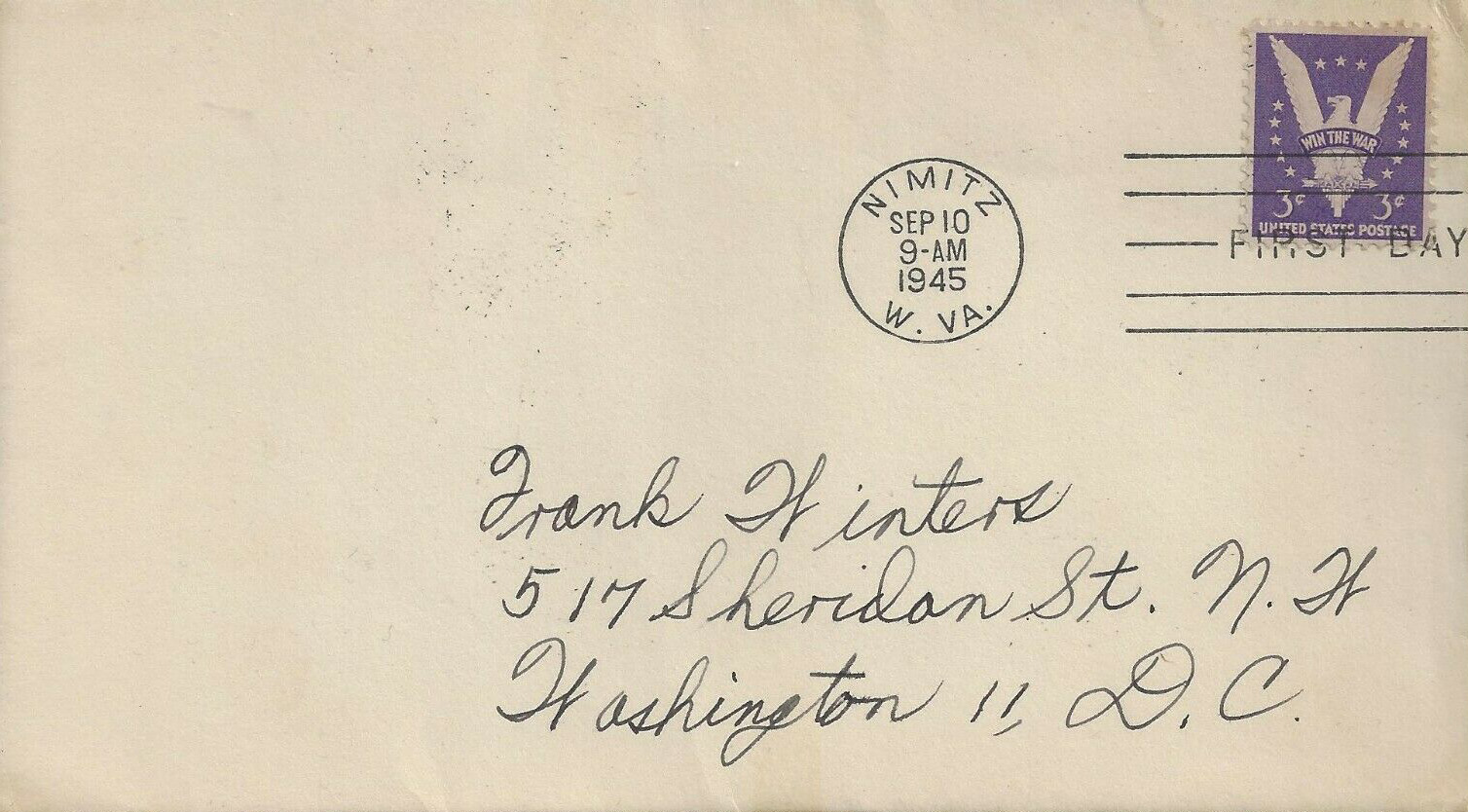 New Post Office Dedication 9-10-1945 #NC1nmtz - no cachet #1 New Post Office Dedication 9-10-1945 #NC1nmtz - no cachet #1