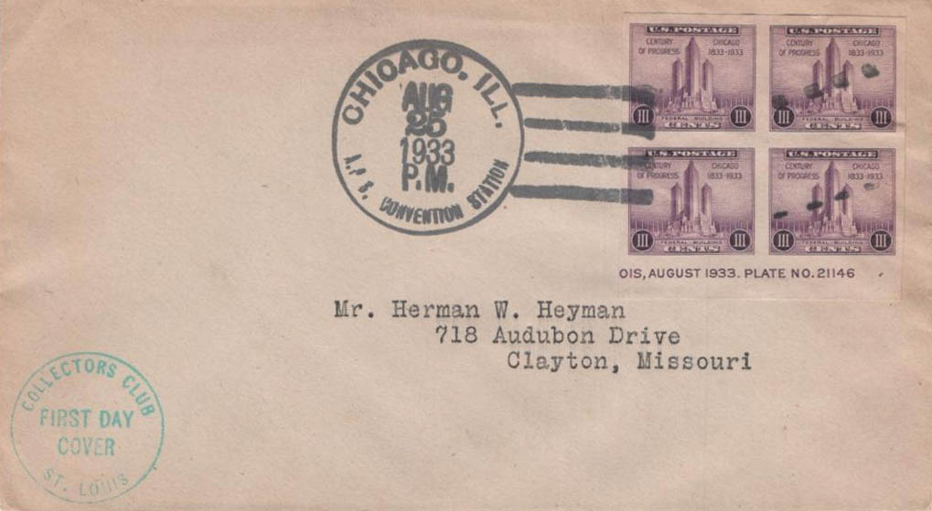 General Purpose cachet GP#FDC41 on U.S. Scott #731-GP1 - Collectors Club of St. Louis General Purpose cachet GP#FDC41 on U.S. Scott #731-GP1 - Collectors Club of St. Louis