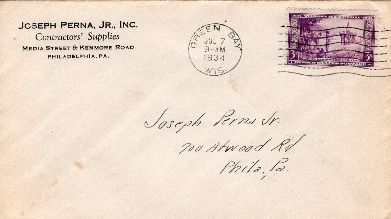 U.S. Scott #739-CC16-NIP - Joseph Perna, Jr. Inc., Philadelphia, PA (Corner Card) U.S. Scott #739-CC16-NIP - Joseph Perna, Jr. Inc., Philadelphia, PA (Corner Card)