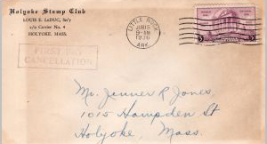 U.S. Scott #782-CC8-NIP - Holyoke Stamp Club, Holyoke, Mass. (corner card)