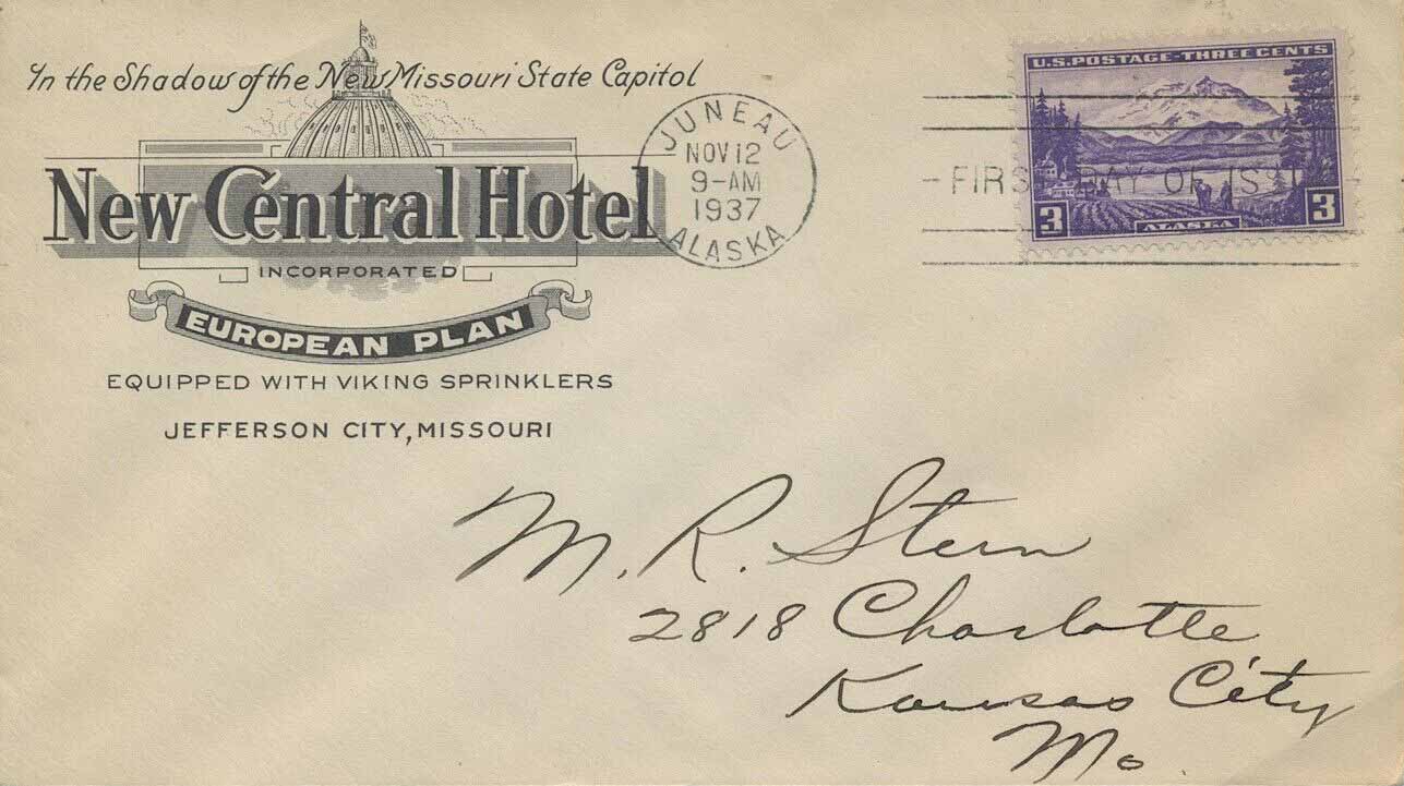 U.S. Scott #800-CC10-NIP - New Central Hotel, Jefferson City, MO (Corner Card) U.S. Scott #800-CC10-NIP - New Central Hotel, Jefferson City, MO (Corner Card)