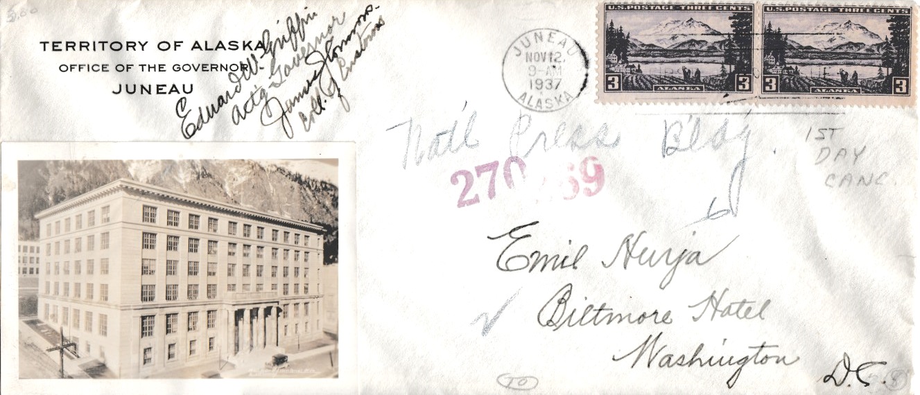 U.S. Scott #800-CC8-NIP - Territory of Alaska, Office of the Governor, Juneau, AK (Corner Card) U.S. Scott #800-CC8-NIP - Territory of Alaska, Office of the Governor, Juneau, AK (Corner Card)