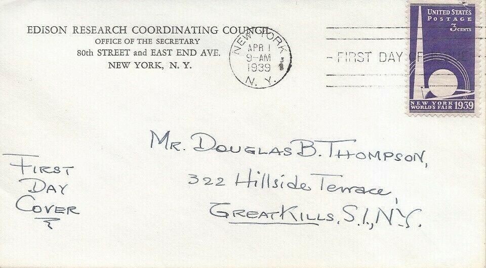 U.S. Scott #853-CC10-NIP - Edison Research Coordinating Council, New York, NY U.S. Scott #853-CC10-NIP - Edison Research Coordinating Council, New York, NY
