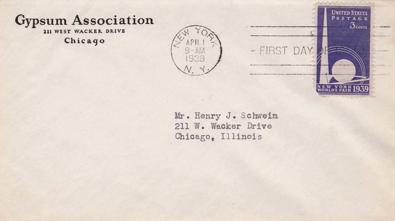 U.S. Scott #853-CC5c-NIP - Gypsum Association Corner Card U.S. Scott #853-CC5c-NIP - Gypsum Association Corner Card