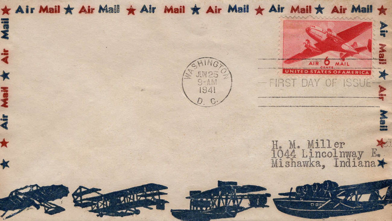 Air Mail Bordered General Purpose cachet GP#Border14 on Scott #C25 Air Mail Bordered General Purpose cachet GP#Border14 on Scott #C25