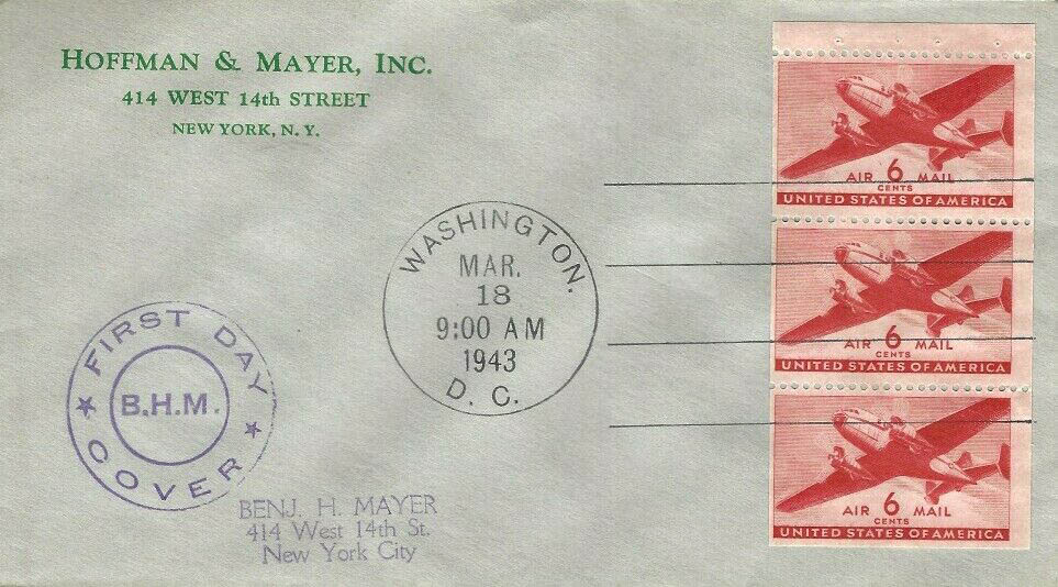 U.S. Scott #C25a-CC5e-NIM - Hoffman & Mayer, Inc., New York, NY (corner card) U.S. Scott #C25a-CC5e-NIM - Hoffman & Mayer, Inc., New York, NY (corner card)