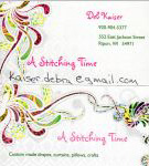 Deb Kaiser's 'A Stitching Time' business card scan